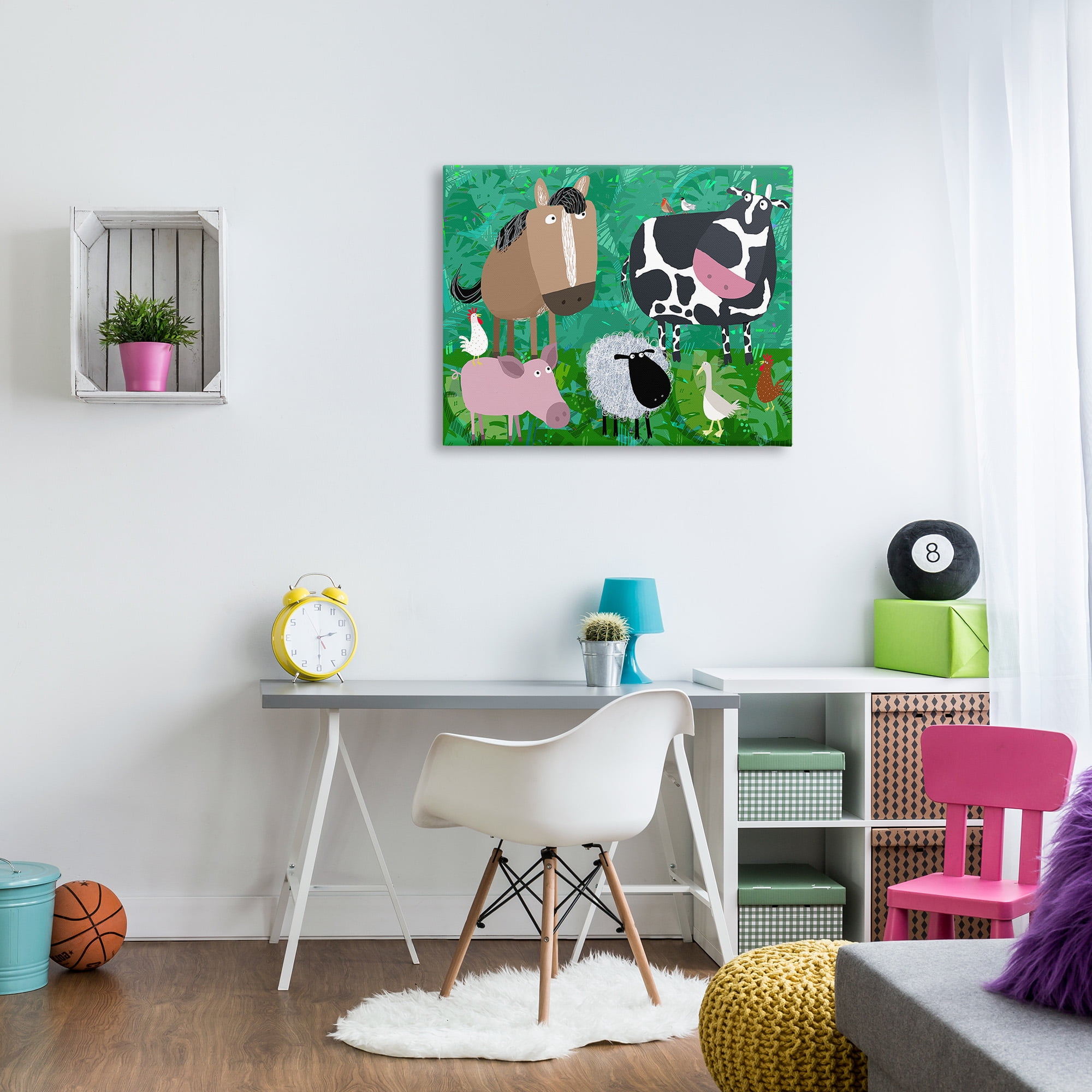 Stupell Industries Farm Animals & Leaves Animals & Insects Painting Gallery Wrapped Canvas Art Print Wall Art, 40 x 30