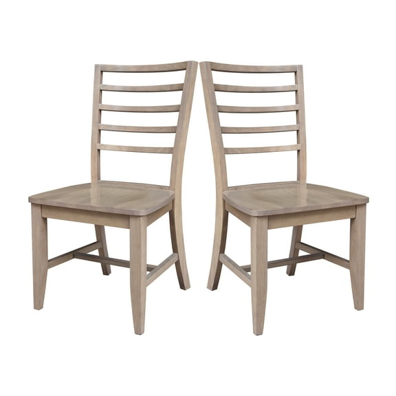 Set of Two Solid Wood Soma Ladder Back Dining Chairs in Flax