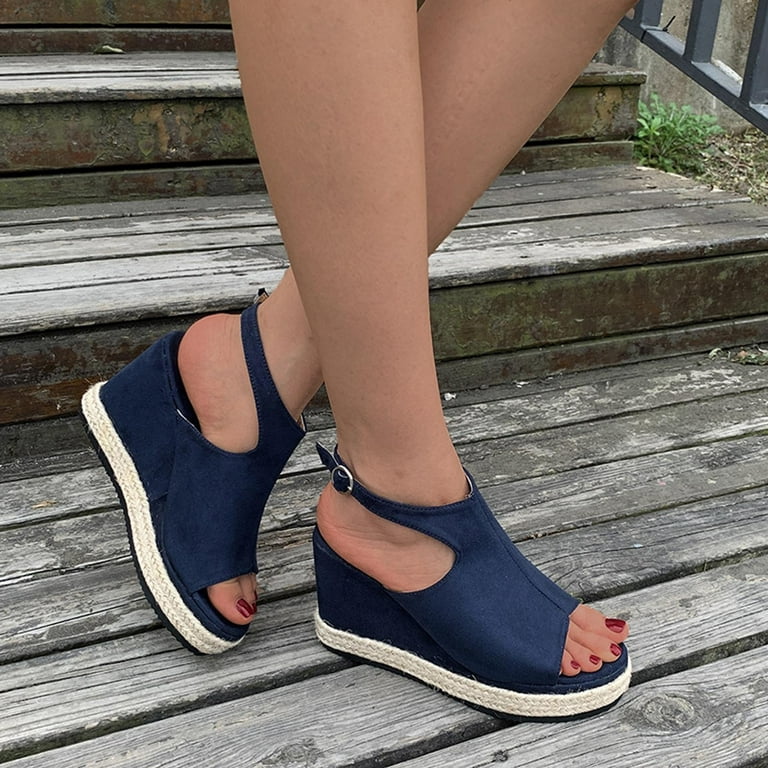  SHIBEVER Closed Toe Wedge for Women Espadrilles Buckle Ankle  Strap Sandals Platform Heels Shoes Dressy Summer | Platforms & Wedges