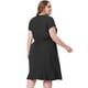 thumbnail image 4 of Vestido cruzado de imitación de talgrande pamujer, cuello en V, mancorta, cintuelástica, vestidos elegantes de cambray con dobladillo con volantes Negro 2X, 4 of 5