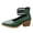 Green, variant on Women Pointed Toe Chunky Heel Dress Shoes Three Adjustable Straps Embossed Upper Back Zipper Spring Summer Vintage Shoes,Brown