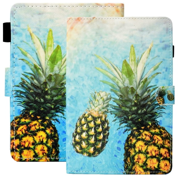 Case for 2021 All-New Kindle Paperwhite E-reader (6.8 Inch, 11th generation) - Cute Cartoon Folio Cover with Card Holders, Slim Lightweight PU Leather/Silicone Composite Case (Pineapple)