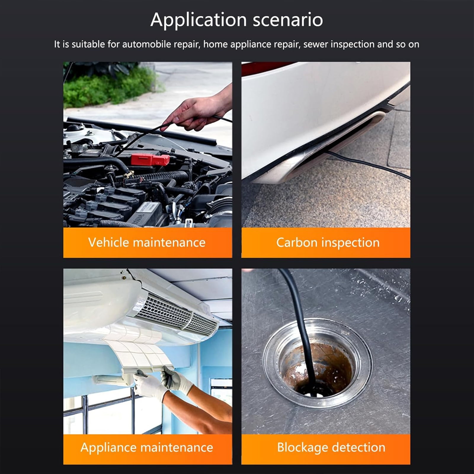Industrial Endoscope Inspection Camera Waterproof Borescope Scope Camera with 4.3inch Screen USB C Rechargeable