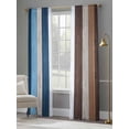 thumbnail image 4 of Blue Brown Farmhouse Semi Sheer Window Curtains 96 Inches Long, Vintage Retro Wooden Rod Pocket Voile Silky Chiffon Curtain Light Filtering Drapes for Living Room, Kitchen, Bedroom, 52"x96", 2 Panels, 4 of 9