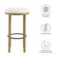 thumbnail image 6 of Counter Stool Chair, Set of 2, Ivory White Oak, Fabric, Wood, Bar Pub Cafe Bistro Dining Kitchen Hospitality Restaurant, Modern Contemporary HB36723, 6 of 8