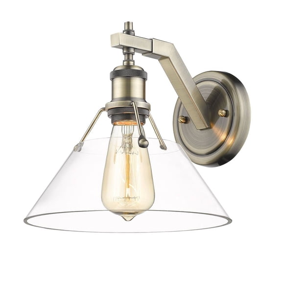 3306-1W AB-CLR Golden Lighting Orwell - 1 Light Wall Sconce-9.63 Inches Tall and 10 Inches Wide-Aged Brass Finish-Clear Shade Color