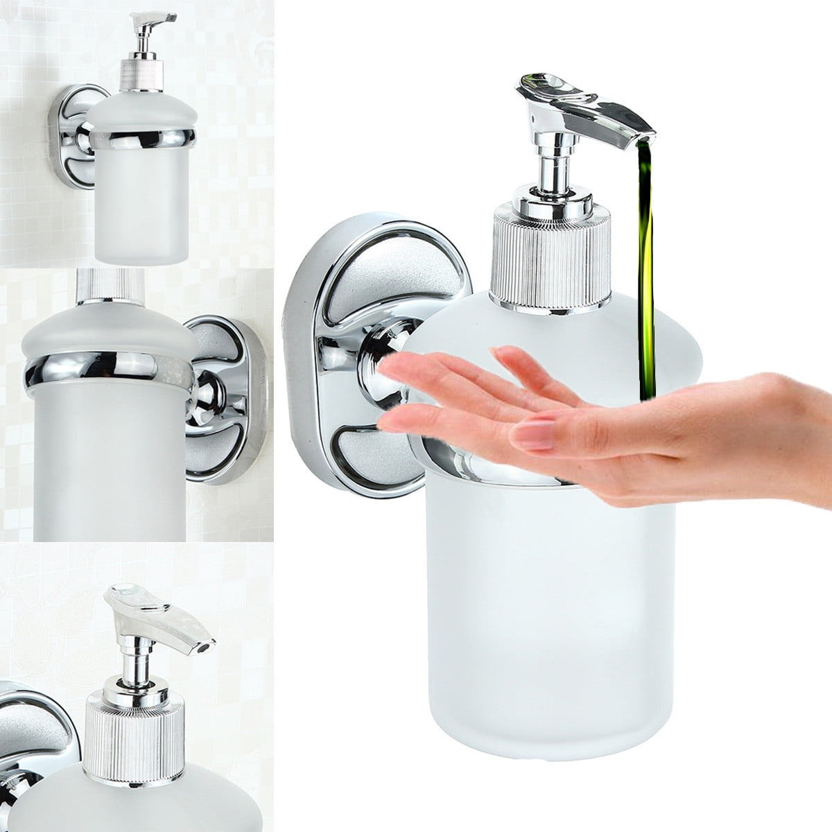 Stainless Steel Wall Mounted Soap Shampoo Dispenser Lotion Dispenser Holder Frosted Glass Shower Stainless Steel Wall Mounted Soap Shampoo Dispenser Lotion Dispenser Holder Frosted Glass Shower