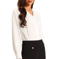 thumbnail image 4 of INSPIRE CHIC Women's Button Down Bodysuit Long Sleeve V Neck Classic Business Work Shirt Top S White, 4 of 4