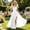 White, variant on ITSAME Girls Smocked Slip Dress Square Neck Flowy Ruffle High-Low Hem Wedding Pageant Party Ball Gown Black Size 14