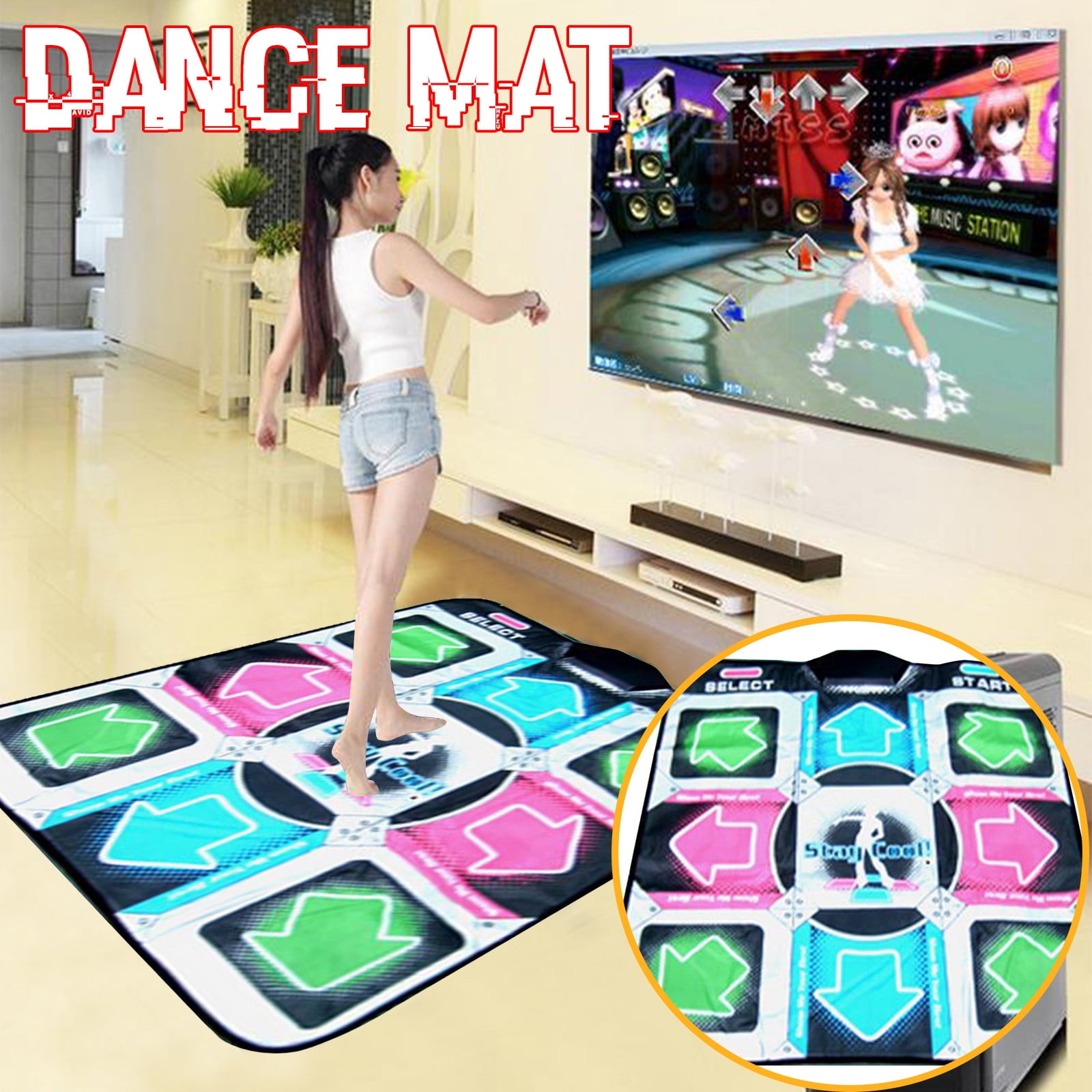 Non-Slip Wireless Dancer Step Pads YIWULA Dance Mat for Kids Adults Sense Game for PC TV for 2 Person with 68 Games and 200 Music High Elasticity and Sensitivity Plug and Play 