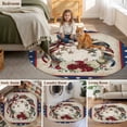 thumbnail image 6 of Happy Independence Day Round Living Room Rugs 8 ft, U. S. Flag Themed Bow Flowers Wreath Retro Washable Large Area Rug with Non-Slip Sturdy Edge Binding Round Carpet for Dining Room Kitchen Office, 6 of 9