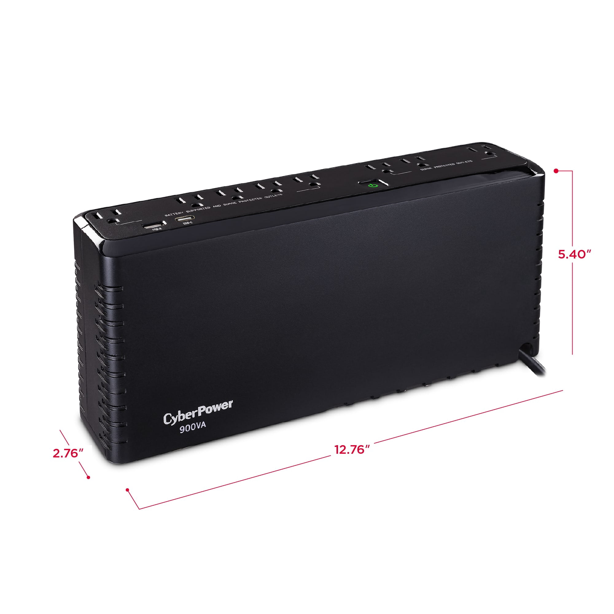 CyberPower SL900UC UPS Systems 900VA/480W, 120V, NEMA 5-15P, Compact, 8 Outlets, Black