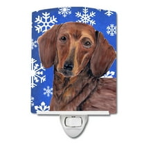 Caroline's Treasures SC9368CNL Dachshund Winter Snowflakes Holiday Ceramic Night Light, 6x4x3", multicolor