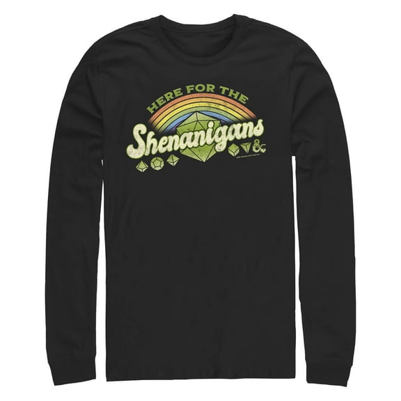 Men's Dungeons & Dragons St. Patrick's Day Here for the Shenanigans Dice  Long Sleeve Shirt