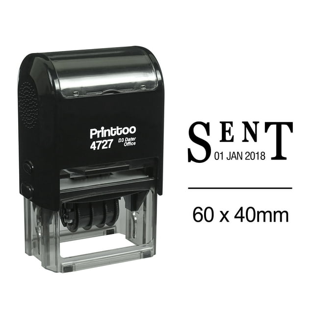 Printtoo Self Inking Dater Stamp With Sent Text Office Stationery Date Rubber Stamp-Black