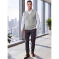 thumbnail image 2 of INSPIRE CHIC Men's Casual Pullover V-Neck Solid Lightweight Cable Knit Sweater Vest M Light Gray, 2 of 6
