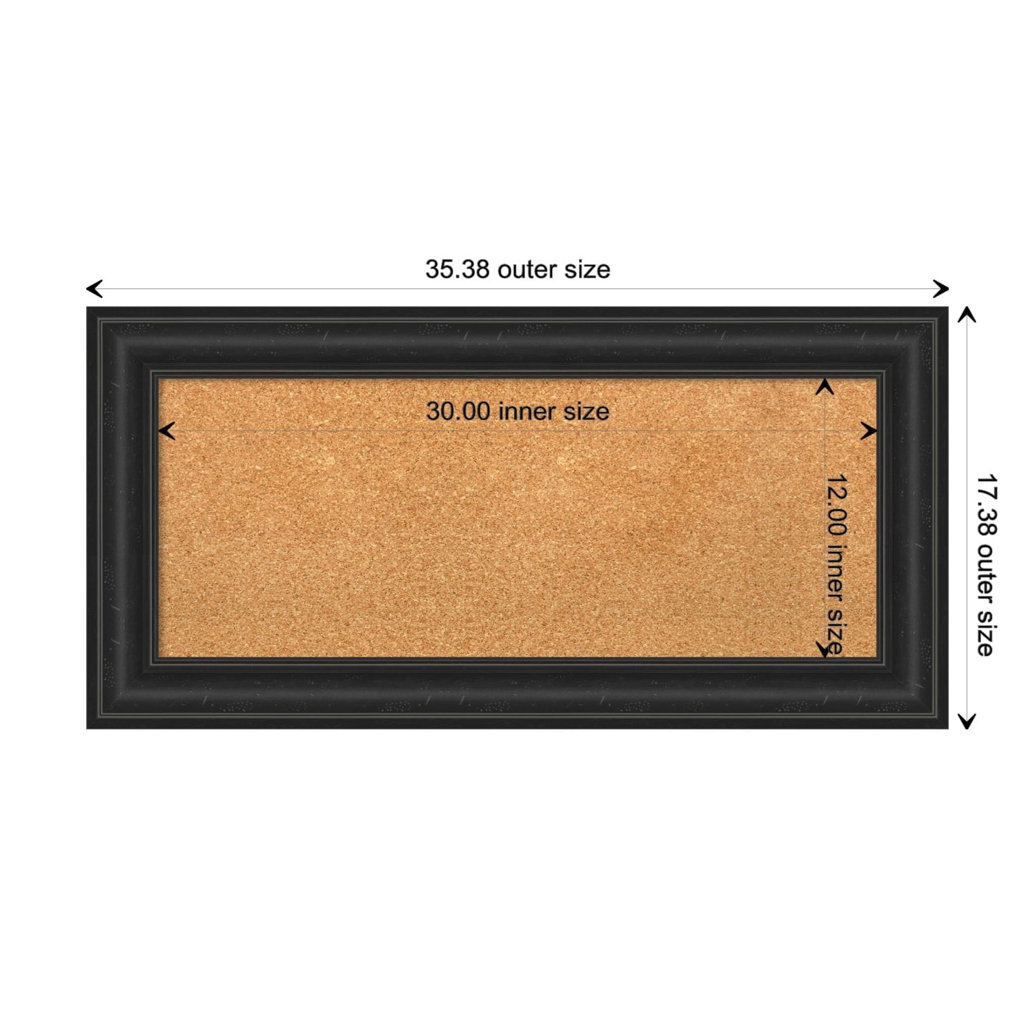 Amanti Art Natural Cork Board Framed Shipwreck Black Bulletin Board 41 in. x 29 in.