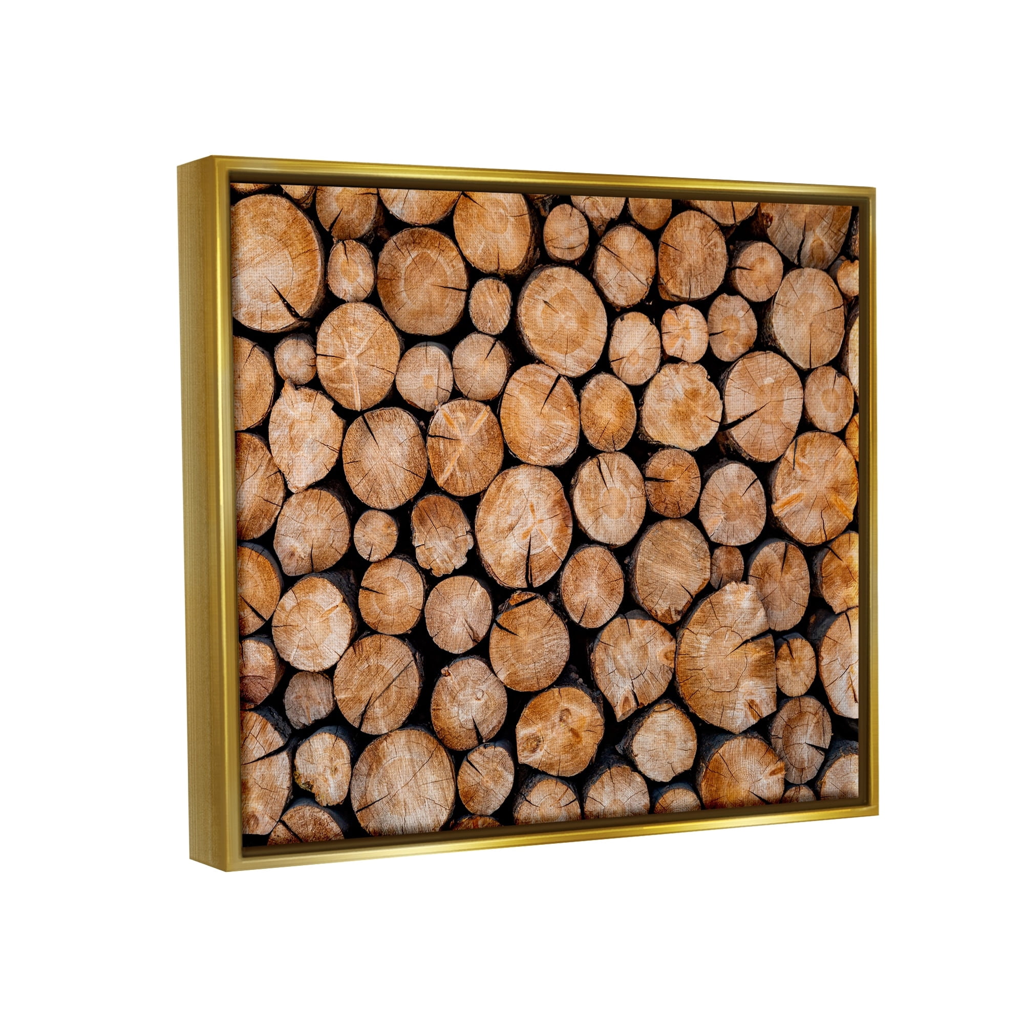 Stupell Industries Tree Logs Lumber Aerial View Modern Photography Photograph Metallic Gold Floating Framed Canvas Print Wall Art, Design by Jeff Poe Photography