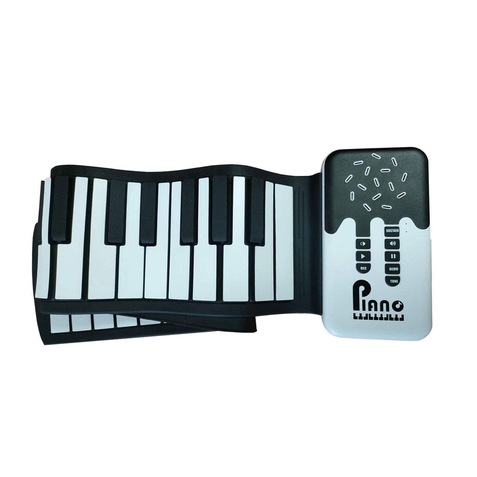 LeeQinersw Roll up Piano Roll Out Electronic Piano Keyboard Rechargeable Lightweight Sturdy black white keys