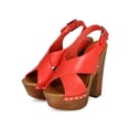 thumbnail image 5 of Breckelles CC16 Women Leatherette Open Toe Criss Cross Slingback Platform Chunky Heel Sandal, 5 of 5
