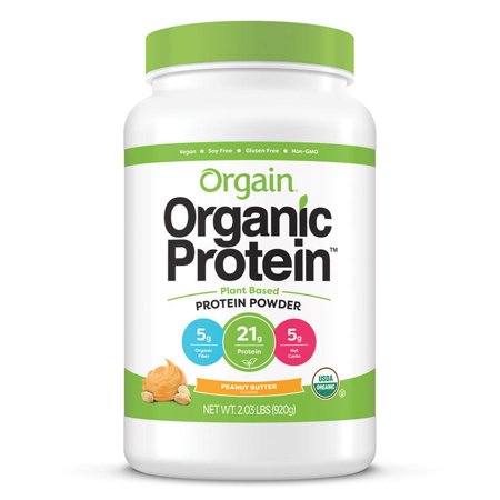 Orgain Organic Plant Based Protein Powder, Peanut Butter, 21g Protein, 2.0 Lb, 32.0oz