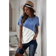 thumbnail image 4 of Women's Sky Blue Crew Neck Colorblock Tee, 4 of 15