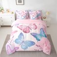 thumbnail image 2 of Homewish Besuty Butterfly 7pcs Bedding Comforter Set,Flying Animal Queen Bedding Sets,Dreamy Pink Blue Queen Sheet Sets For Girls Kids,Breathable Home Decor Reversible, 2 of 8