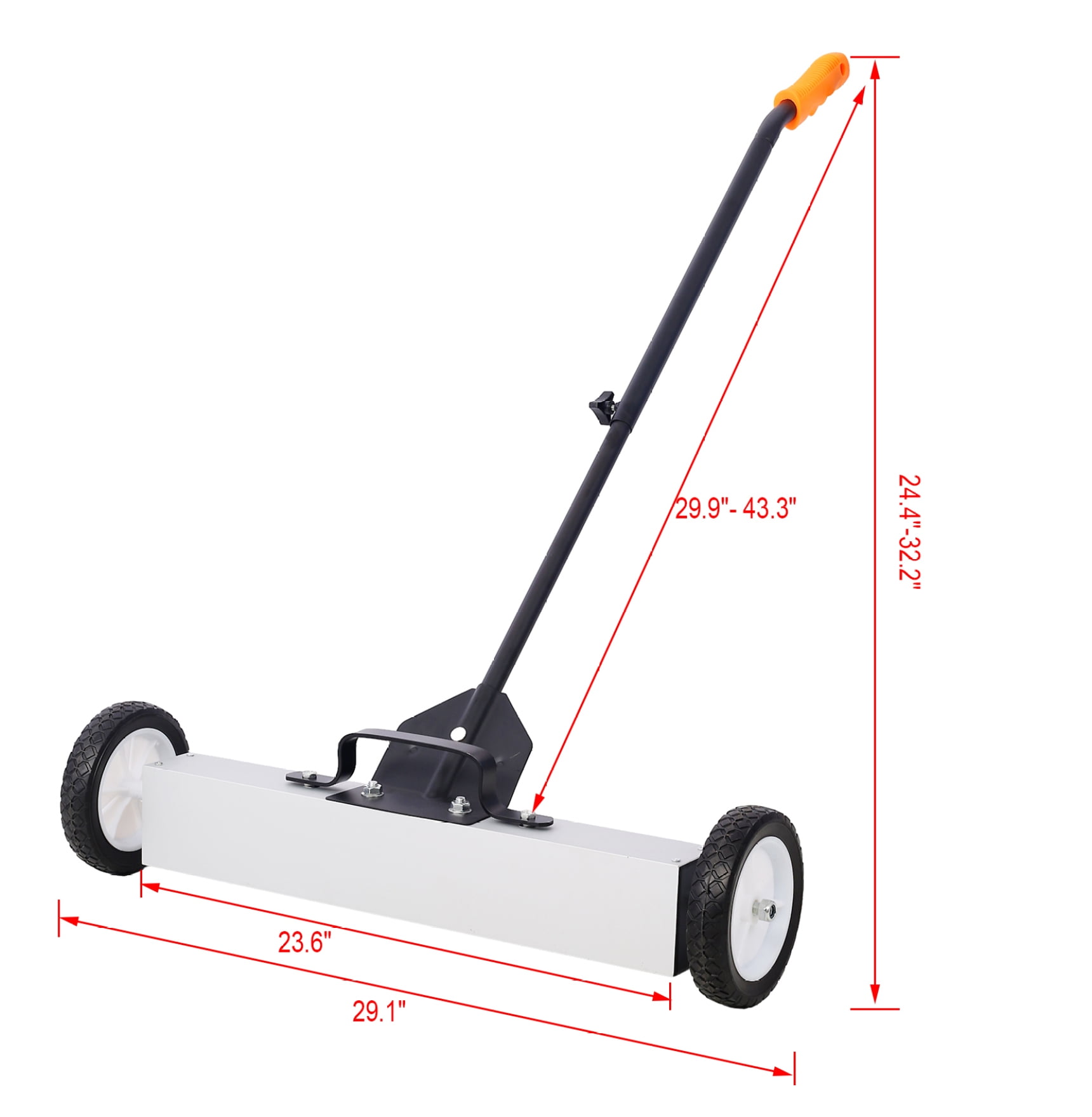 Magnetic Sweeper 24 Inch, Rolling Pick Up Tool for Screws, Heavy Duty Metal Detector with Release