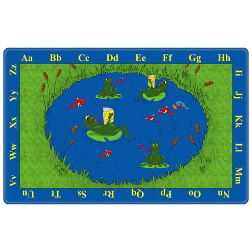 Flagship Carpets Educational Green/Blue Animal Frogs Area Rug