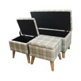 thumbnail image 2 of ORE International Banc de Rangement de 18 Po de Hauteur avec 2 Poufs, Plaid Gris, 2 of 2