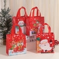 thumbnail image 2 of 4 bolsas de regalo de Feliz Navidad con asa de tela no tejida, bolsa de embalaje para dulces, bocadillos, muñeco de nieve y Papá Noel, decoración para fiestas navideñas, 2 of 5