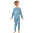 thumbnail image 3 of Dailycode Cotton Pajama Set Snug Fit Long Sleeve Top and Pants for 18M-8Y Cartoon Rockets Plants Stars, 3 of 7