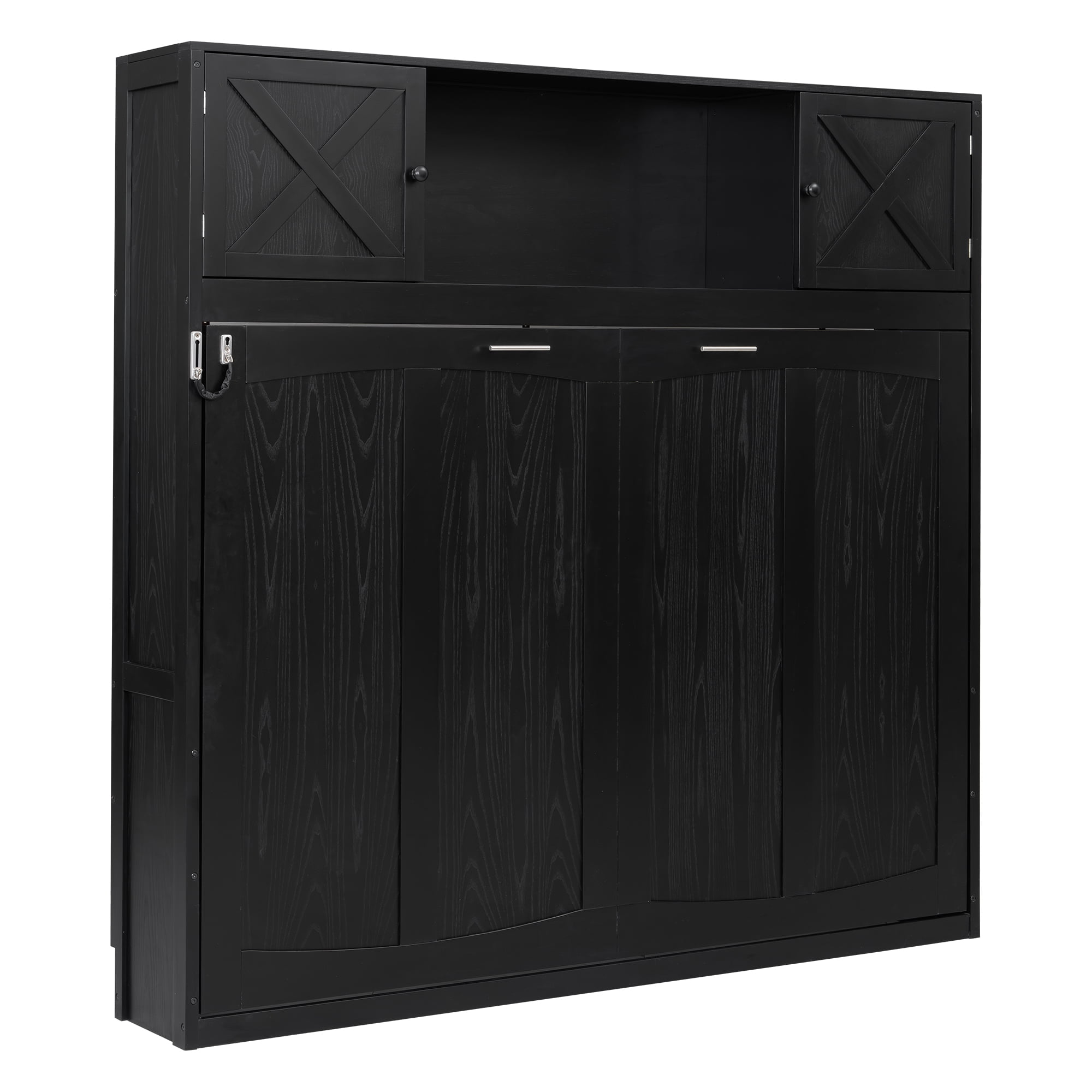 Full Size Murphy Bed with Storage Cabinets for Space-Saving Guest Room