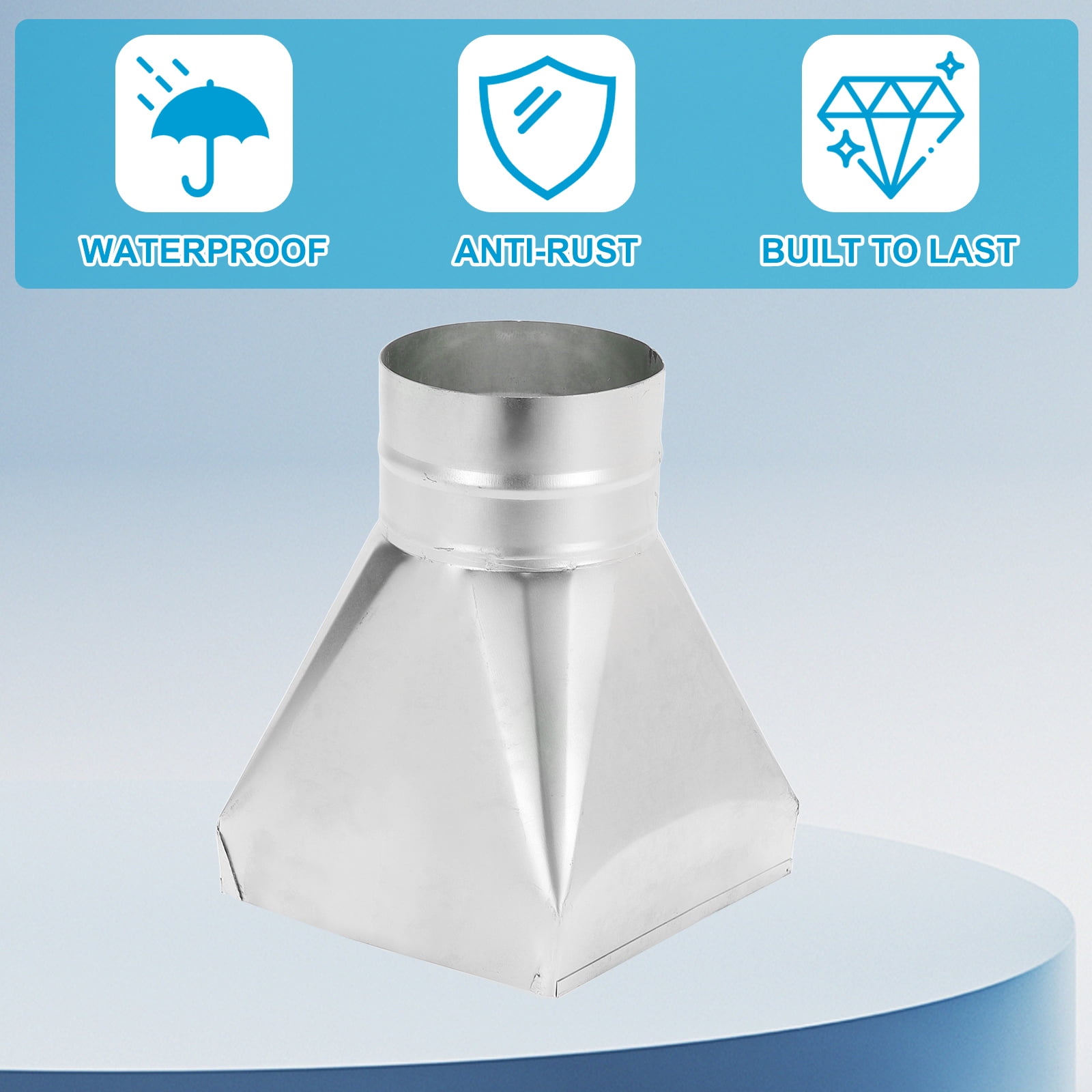 Uxcell 6" x 6" x 4" Straight Register Boot, Galvanized Steel Transition Rectangular to 4" Round Duct Transition Fitting for Connecting Floor Register Grille HVAC Duct Fittings