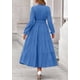 thumbnail image 5 of Vestido Maxi Boho PRETTYGARDEN de Manga Larga con Escote en V Azul Talla L, 5 of 8