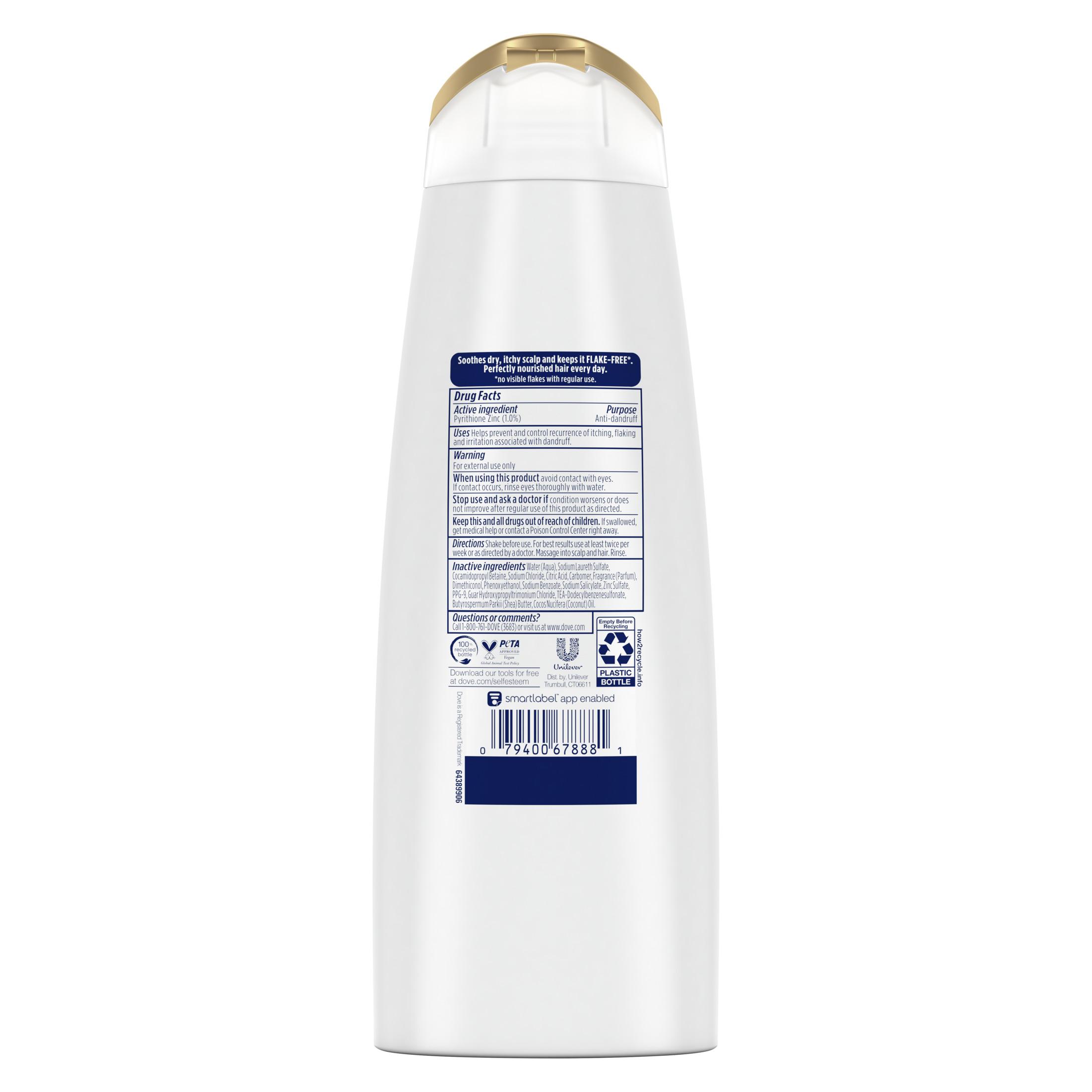 Dove Damage Therapy Derma Anti-Dandruff Shampoo for Flaky Scalp Dryness + Itch with Pyrithione Zinc & Coconut Oil, 12 oz
