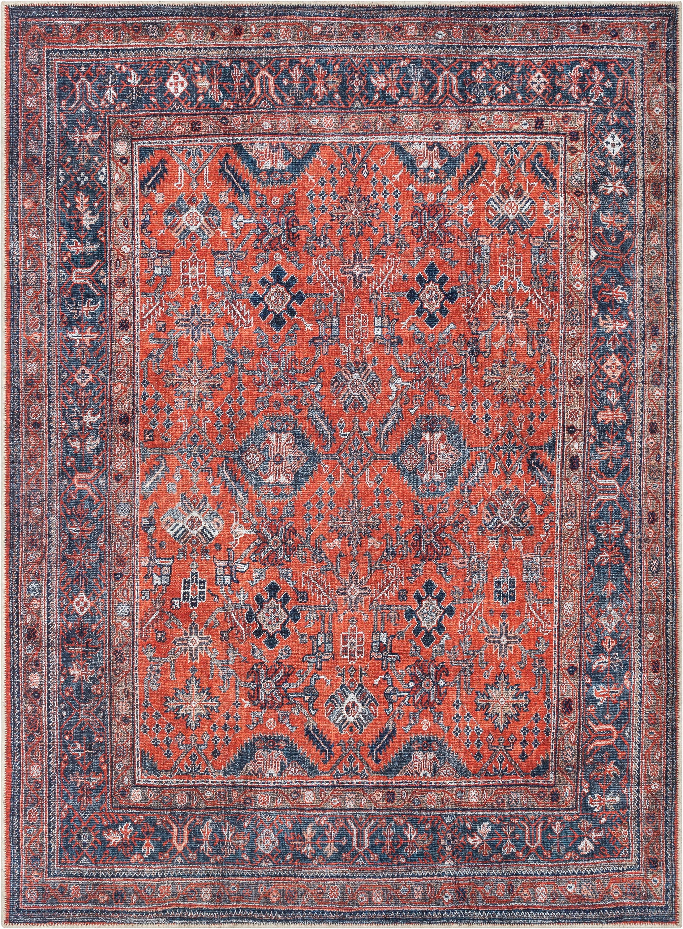 Well Woven Lotus Oriental Vintage Area Rug, 5.3' x 3.11', Recycled Cotton Backing, Durable And Easy To Clean, Flat Pile With A Soft Texture.