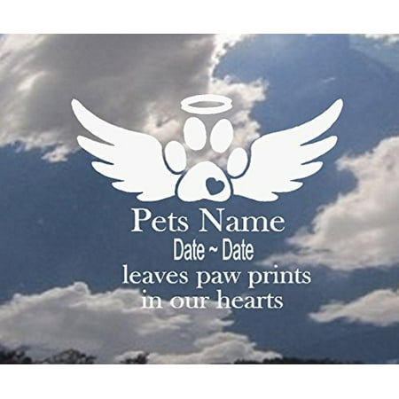 Memory of Decal :  (Pet) Custom Name: Leaves Paw Prints in our Hearts ~ Wall or Window Decal 8