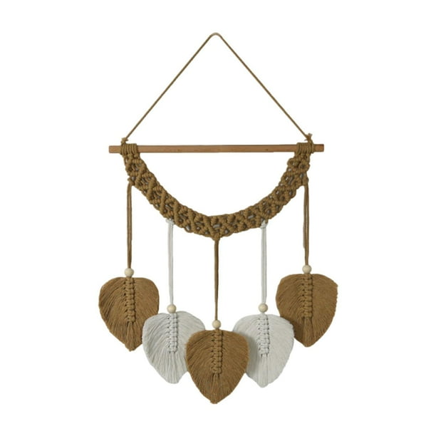 Tapiz de macramé para pared, tapiz de hojas, decoración bohemia, artesanía, hecho a mano, tejido Marrón