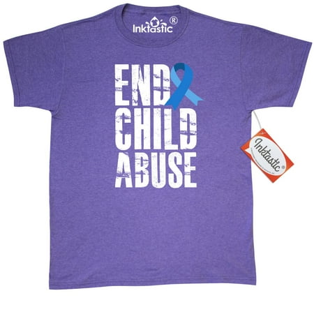 - Inktastic End Child Abuse Child Abuse Prevention Month T-Shirt Awareness Speak Up Care Protect The Children Blue Ribbon Mens Adult Clothing Apparel Tees T-shirts