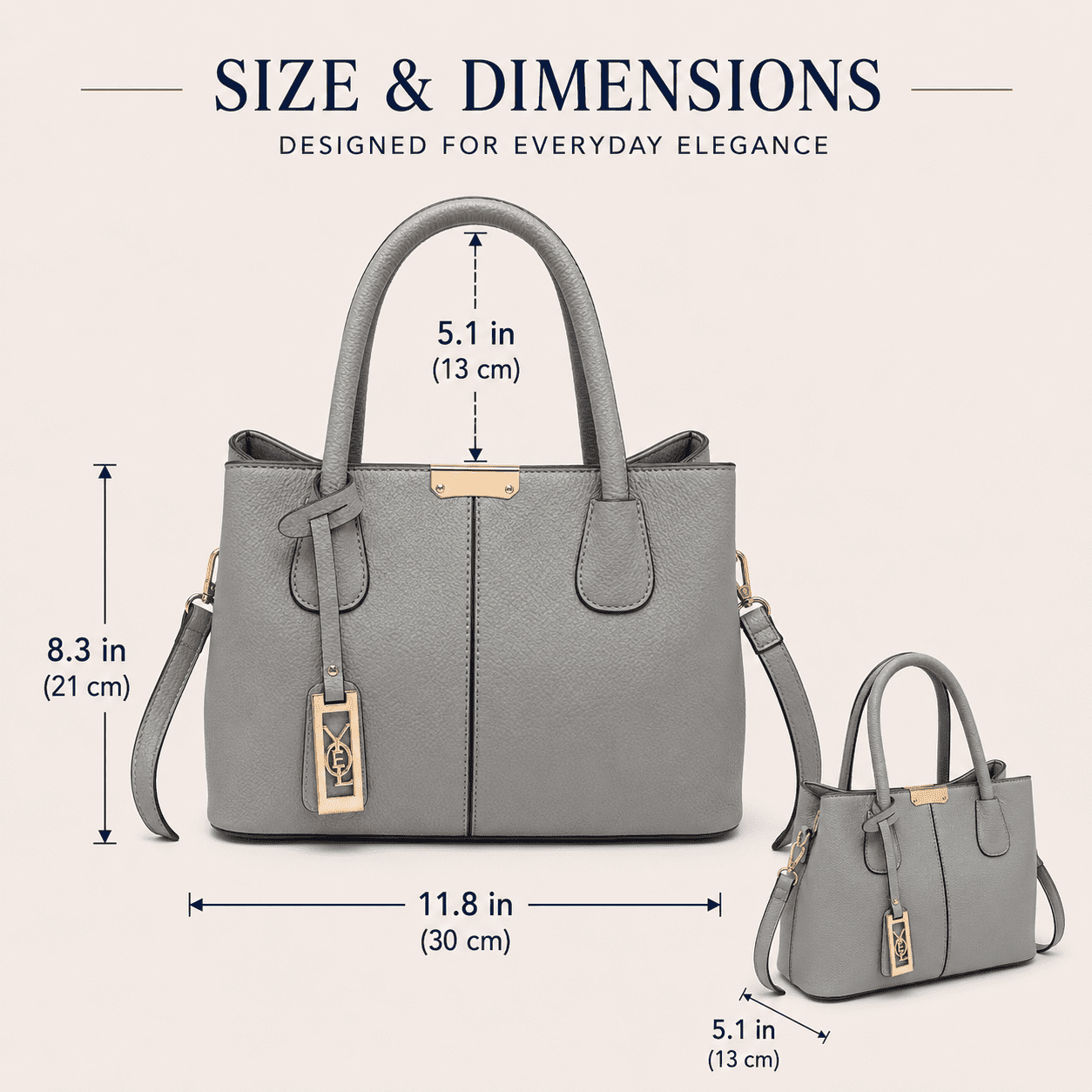 Kabuer Women's PU Leather Tote Handbag with Shoulder,Gray