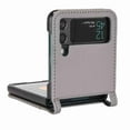 thumbnail image 3 of Allytech for Samsung Galaxy Z Flip 4 Phone Case with Card Holder, PC Hard Shockproof Back Cover Slim Durable Protective PU Leather Phone Case Cover, Gray, 3 of 5