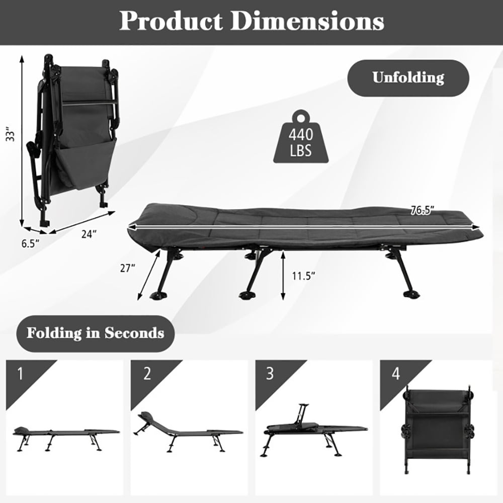 Aimee Lii Folding Camping Cot with Detachable Mattress and Adjustable Backrest, Outdoor Portable Camping Bed for Sleeping Hiking Travel, Gray Aimee Lii Folding Camping Cot with Detachable Mattress and Adjustable Backrest, Outdoor Portable Camping Bed for Sleeping Hiking Travel, Gray