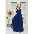 thumbnail image 3 of Chiffon Junior Bridesmaid Dress Floor Length V Neck with Belt Flower Girl Dress for Teen Girls Elegant Party Dress (2 -3Years）, 3 of 9