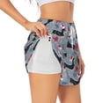 thumbnail image 3 of Lsque Christmas Hat Dachshund Printed Women's Running Shorts with Liner Pockets,Elastic Quick Dry Workout Athletic Gym Yoga Shorts,Womens High Waist Shorts-XX-Large, 3 of 9