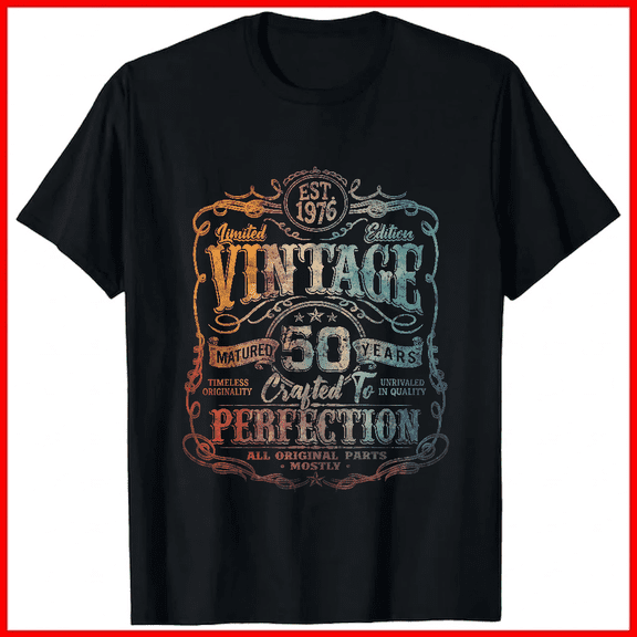 Vintage 1976 50th Birthday Celebration Slogan Graphic Design Unisex T-shirt V18985, up to size 5XL