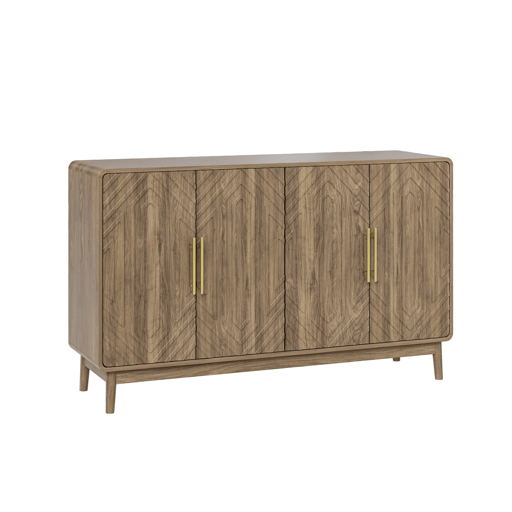 Sideboard Buffet Cabinet With Storage, Carved 4 Door Sideboard,Multifunctional Accent Cabinet With Adjustable Layer Board For Living Room, Entryway, Hallway, Office, Kitchen and Dining Room
