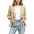 thumbnail image 6 of ClodeEU Women's Single Button 3/4 Sleeve Blazer,Casual Lightweight Lapel Work Jacket Khaki,Women's Plus XL, 6 of 7