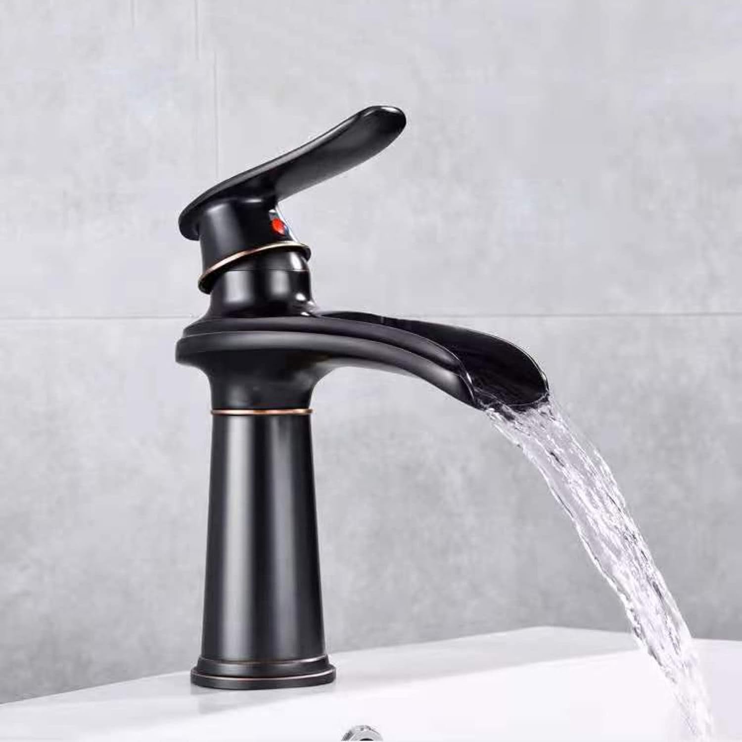 Bathroom Sink Faucet Waterfall Antique, Solid Brass, Hot and Cold Sink Mixer Tap Fauceting, Waterfall Single Handle Bathroom Sink Faucet, Short