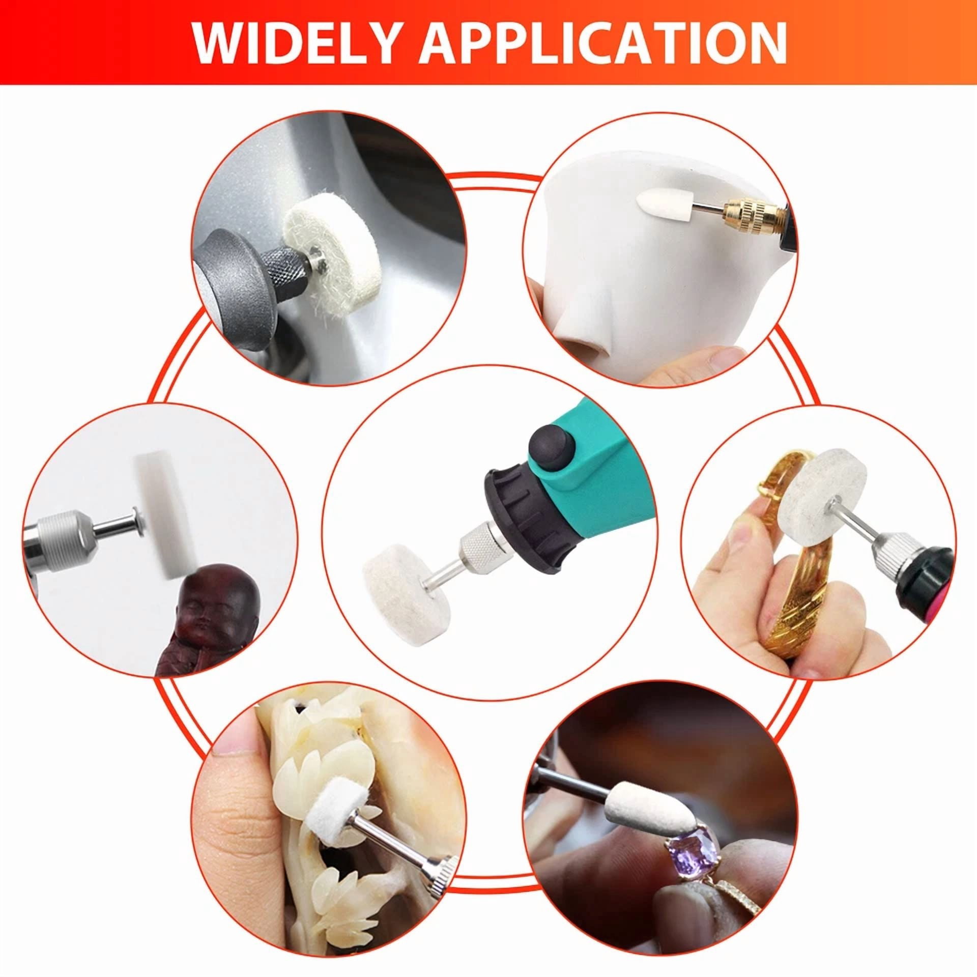110X Wool Felt Buffing Polishing Pads Wheel Set For Dremel Grinder Accessories